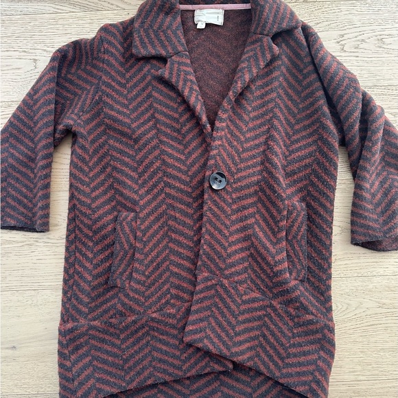 Anthropologie Moth Brown Chevron Sweater Coat - Picture 3 of 8